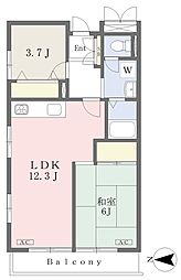 マリスコU・B・A 2LDKの間取図画像