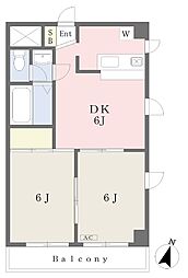 オー・アイ・蓮根 2DKの間取図画像
