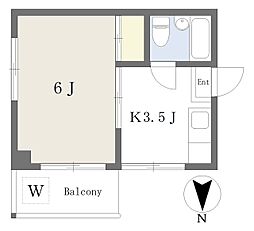 コーポ豊 1Kの間取図画像