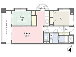 N・Kフラット 2LDKの間取図画像