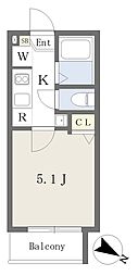 グランクオール西池袋 1Kの間取図画像