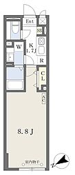 NOZOMIO上中里 1Kの間取図画像