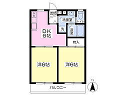 B.I.ヒルズ中板橋 2DKの間取図画像