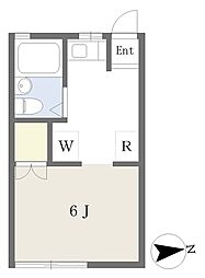 TKハウスA棟 ワンルームの間取図画像