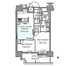 ParkAxis台東根岸 2DKの間取図画像