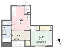 ドミール高砂 2DKの間取図画像
