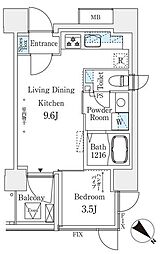 コスモグラシア大塚 1LDKの間取図画像