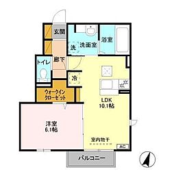 エスポワール2 1LDKの間取図画像