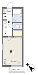 セジュール神無月 1Kの間取図画像