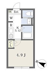 江戸川ダイクストラ 1Kの間取図画像