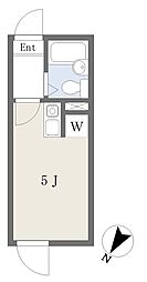 カーサノーベル ワンルームの間取図画像