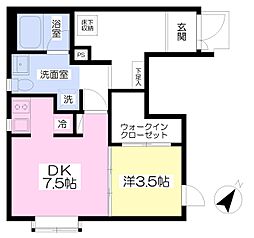 クーカイ・テラス白金 1DKの間取図画像