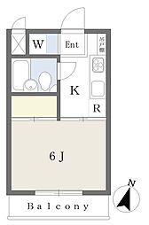 イーストヒル21 1Kの間取図画像