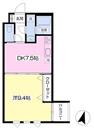 エテルナ広尾 1DKの間取図画像