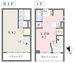 ボブール代々木 1LDKの間取図画像