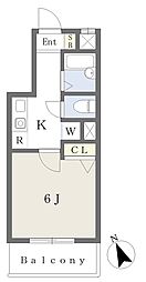 ルベールデュソレイユ 1Kの間取図画像