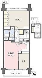 目黒台マンションA棟 2LDKの間取図画像