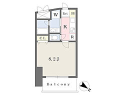 キューブ荏原 1Kの間取図画像