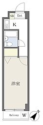サンライズ目黒 1Kの間取図画像