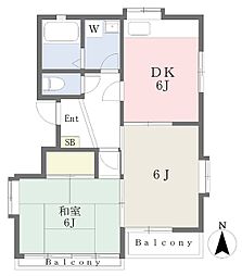 リバーサイドTOMO 2DKの間取図画像