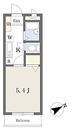 エリーゼ武蔵野 1Kの間取図画像