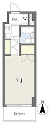 マイシャトー御殿山第2秋本ビル ワンルームの間取図画像