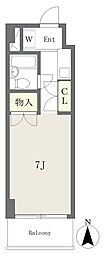 マイシャトー御殿山第2秋本ビル ワンルームの間取図画像