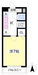 武蔵野ヒルズ 1Kの間取図画像