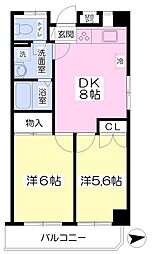 イーストヒルズ 2DKの間取図画像