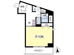 ハートピア三鷹 1Kの間取図画像