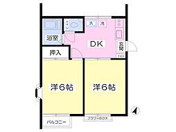 グランデュール寿 2階2Kの間取り