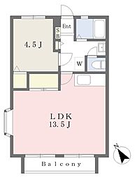 コート・ビレッジ 2階1LDKの間取り