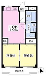 ポルト・ボヌール 2階2LDKの間取り