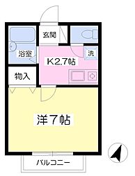 アルカディア 1Kの間取図画像