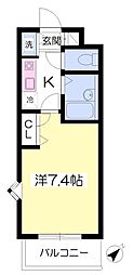 ミルトニアめじろ台 1Kの間取図画像