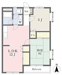 ニューライフ学園 2LDKの間取図画像