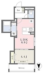 ランドステージ元横山 1LDKの間取図画像