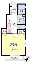 ルーエプラッツ2 1Kの間取図画像