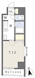 ヴィルネーヴF 1Kの間取図画像