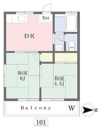 岩井コーポ 2DKの間取図画像