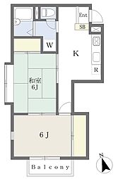 ウエスト・コート昭島 2DKの間取図画像