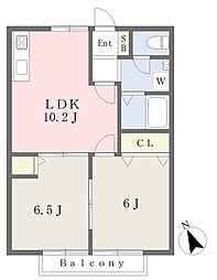 栗ノ沢ガーデンハウス1 2LDKの間取図画像