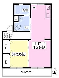 手塚ハイツ 1LDKの間取図画像