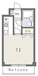 オーバーチュア ワンルームの間取図画像
