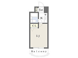 ドミールつつじヶ丘B棟 1Kの間取図画像