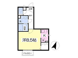 リースリー 1Kの間取図画像