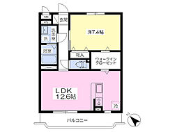 クリスタルヴィラ竜王 1LDKの間取図画像