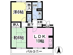 エーデルハイムB 2LDKの間取図画像