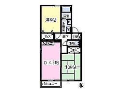 ヴェル・フルールD 2DKの間取図画像