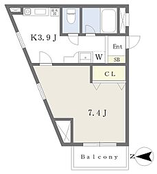 笹本マンション 1Kの間取図画像